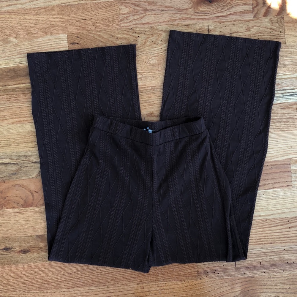 Espresso Brown Knitted Wide Leg High Rise Pants
